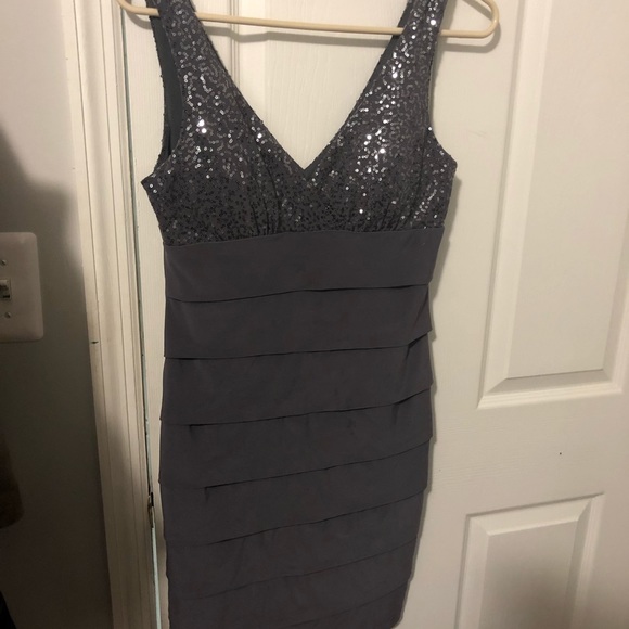 B Darlin 11/12 Gray and Silver Sequined Dress - Picture 1 of 4